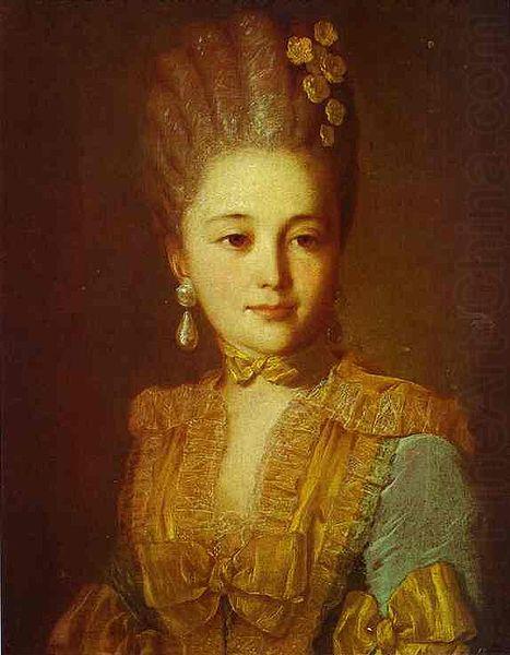 Portrait of an Unknown Woman in a Blue Dress with Yellow Trimmings, Fyodor Rokotov